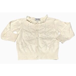 Hartstrings‎ Sweater Size 3T Snowflake Beaded Sequin Girls White Holiday